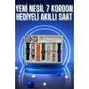 Akıllı Saat 7 Kordon Hediyeli Takvim Alarm Nabız Ölçer Bildirim Görme Sesli Görüşme