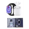 Akıllı Saat Gümüş Kasa Bluetooth Kulaklık Hediyeli Çok Fonksiyonlu İkili Set