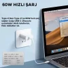 ALLY 5in1 iPhone+ Type-C+ USB Seyahat için 60W Hızlı Şarj Kablo Seti-(5775)