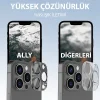 ALLY iPhone 15 Pro-15 Pro Max Metal Tempered Kamera Lens Koruyucu-(5775)