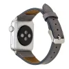 Apple Watch Uyumlu Deri Kordon 42-44-45mm Slim RST9 Gri