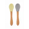 Bambu Saplı Silikon Mama Kaşığı 2li Mellow Yellow / Powder Grey