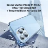 Baseus Crystal iPhone 14 Pro 6.1 Ultra-Thin Silikon Kılıf + Tempered Ekran Koruyucu Set-(5775)