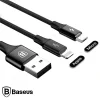Baseus Rapid Series 2in1 İphone+ Micro Usb 3.0A Usb Kablo Şarj 120cm-(5775)