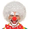 Beyaz Kıvırcık Afro Peruk ve Kırmızı Sünger Burun Seti