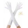 Beyaz Renk Dirseğe Kadar Uzun Kumaş Eldiven 40 cm
