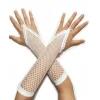 Beyaz Renk Parmak Arası File Örgü Eldiven 26 cm