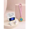 Bluetooth 5.4 Kablosuz Kulaklık Pembe Askılı Analog Charm Saat İkili Set