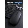 Bluetooth Klavye Mouse Seti Türkçe Tuş Dizilimli Beyaz