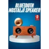 Bluetooth Nostalji Speaker Radyo Gramofon Ahşap Renk Vintage
