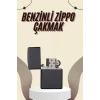 Çakmak Parlak Siyah Zippo Benzinli Çakmak Cep Boy Doldurulabilir