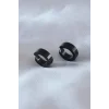 Çelik Siyah Renk Sıkıştırmalı Erkek Küpe