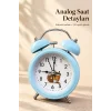 Çift Çanlı Analog Çalar Saat Dekoratif Masa Saati