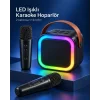 Çift Kablosuz Mikrofonlu LED Işıklı Bluetooth Karaoke Hoparlör Seti
