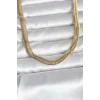 CM 14K Gold Renk Kalın Yassı Yılan Zincir Model 45 cm Kadın Kolye