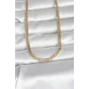 CM 14K Gold Renk Yassı Ezme Zincir Model 60 cm Kadın Kolye
