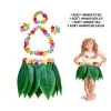 Çocuk Hawaii Kostüm Seti - Yaprak Etek  Hawaii Set - 5 Parça