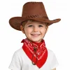 Çocuk Kovboy Şapka Kahverengi  Kırmızı Bandana Seti