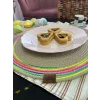 DecoHandy 39cm Neon Renkli Şeritli Jüt Örme Supla Amerikan Servis