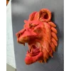 Dekoratif Asılabilir Aslan Başı 3D Duvar Heykeli Gold Red 20x21 cm