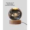 Dekoratif LED Kristal Küre Ahşap Altlıklı Şık Gece Lambası