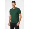 Erkek Triko Tişört Fermuarlı Polo Yaka Yazlık Kısa Kol T-Shirt 2’li Set Haki-Siyah
