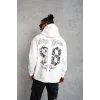 Erkek 98 Baskılı Kapşonlu 3 iplik pamuklu Sweatshirt hoodie - Beyaz