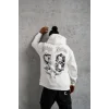 Erkek 98 Baskılı Kapşonlu 3 iplik pamuklu Sweatshirt hoodie - Beyaz