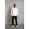 Erkek 98 Baskılı Kapşonlu 3 iplik pamuklu Sweatshirt hoodie - Beyaz