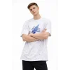 Erkek Asit Yıkamalı Oversize Tişört Bisiklet Yaka Kısa Kol T-shirt - Beyaz