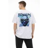 Erkek Asit Yıkamalı Oversize Tişört Bisiklet Yaka Kısa Kol T-shirt - Beyaz