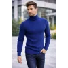 Erkek Balıkçı Yaka Boğazlı Triko Kazak Kalın Fitilli Regular Fit - İndigo