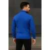 Erkek Tam Boğazlı Balıkçı Yaka Triko Kazak Kalın Fitilli - Saks Mavisi