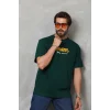 Erkek Kısa Kol Yazlık Tişört Bisiklet Yaka Baskılı Oversize T-Shirt - Yeşil