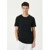 ERKEK Düz Tişört Bisiklet Yaka Regular Fit Yazlık Kısa kol T-Shirt - Siyah