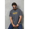 Erkek Kısa Kol Yazlık Tişört Bisiklet Yaka Baskılı Oversize T-Shirt - Füme