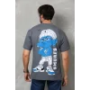 Erkek Kısa Kol Yazlık Tişört Bisiklet Yaka Baskılı Oversize T-Shirt - Füme