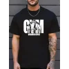 Erkek Baskılı Tişört Kısa Kol Bisiklet Yaka Regular fit Rahat kalıp T-Shirt - Siyah