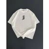 Erkek Ön ve Arka Baskılı T-Shirt Kısa Kol Bisiklet Yaka Regular Fit Tişört -  Beyaz
