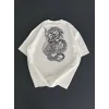 Erkek Ön ve Arka Baskılı T-Shirt Kısa Kol Bisiklet Yaka Regular Fit Tişört -  Beyaz
