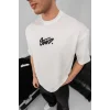 Erkek Tişört Yazlık Baskılı Oversize Kısa kol T-Shirt - Beyaz