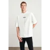 Erkek Baskılı T-Shirt Kısa Kol Bisiklet Yaka Regular Fit Rahat Kalıp Tişört - Beyaz