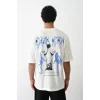 Erkek Kısa Kol Yazlık Tişört Bisiklet Yaka Baskılı Oversize T-Shirt -  Beyaz
