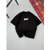 Erkek Kısa Kol Yazlık Tişört Bisiklet Yaka Baskılı Oversize T-Shirt - Siyah