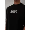 Erkek Kısa Kol Yazlık Tişört Bisiklet Yaka Baskılı Oversize T-Shirt - Siyah