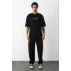 Erkek Baskılı Oversize  Kısa kol T-Shirt - Siyah