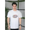 Erkek Baskılı T-Shirt Kısa Kol Bisiklet Yaka Regular Fit Rahat Kalıp Günlük Tişört - Beyaz