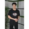 Erkek Baskılı T-Shirt Kısa Kol Bisiklet Yaka Regular Fit Rahat Kalıp Günlük Tişört - Siyah