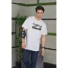 Erkek Kısa Kol Yazlık Tişört Bisiklet Yaka Baskılı Oversize T-Shirt - Beyaz