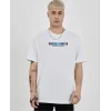 Erkek Kısa Kol Yazlık Tişört Bisiklet Yaka Baskılı Oversize T-Shirt - Beyaz